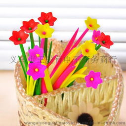 韩国创意文具新宠 可爱软胶硅胶植物中性笔